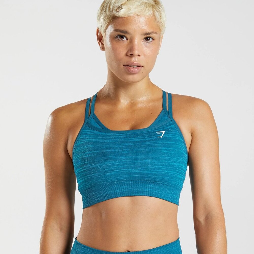 GYMSHARK ADAPT MARL SEAMLESS SPORTS BRA - XXL Atlantic Blue-Shark Blue
